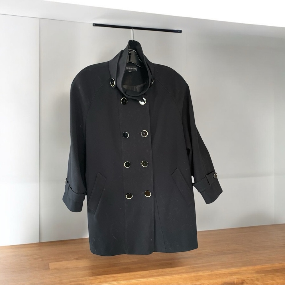 Simons contemporaine Women’s Mock-neck Black Button Up Polyester Coat Size 14